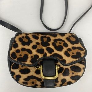 J Crew Mini Rider Bag Leopard Print Calf Hair